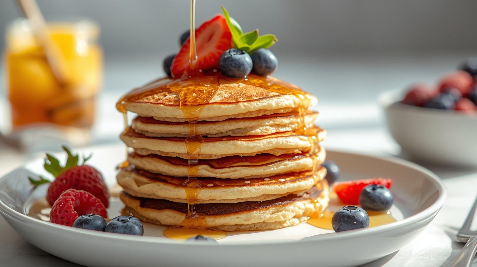 Panquecas de aveia sem glúten para um café da manhã saudável