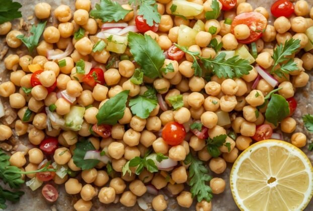 Salada de Grão-de-Bico com Ervas Frescas e Limão