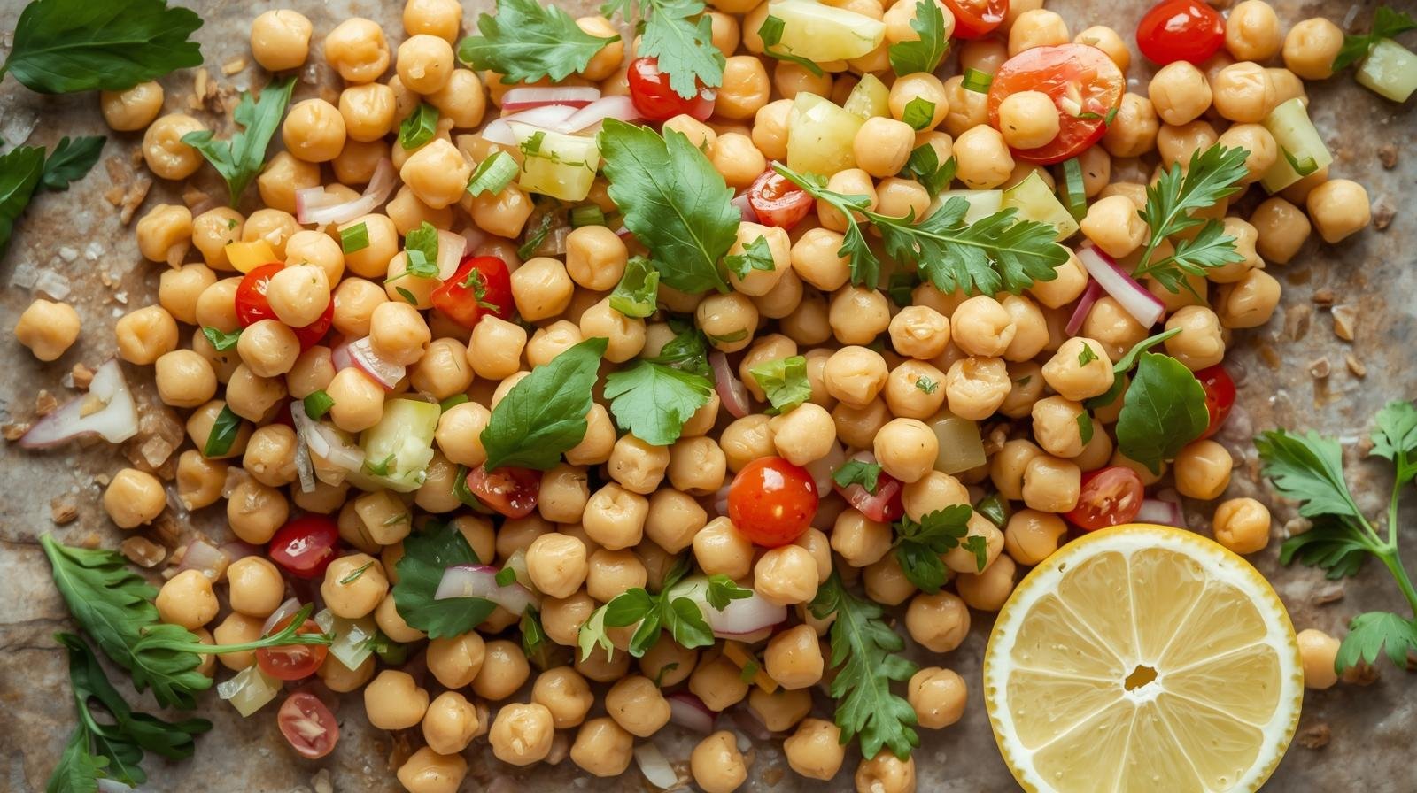 Salada de Grão-de-Bico com Ervas Frescas e Limão